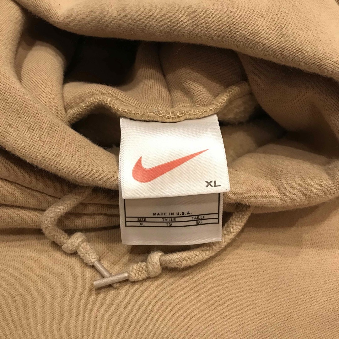 NIKE - 90s USA NIKE パーカー ベージュ センター刺繍ロゴ トラヴィス