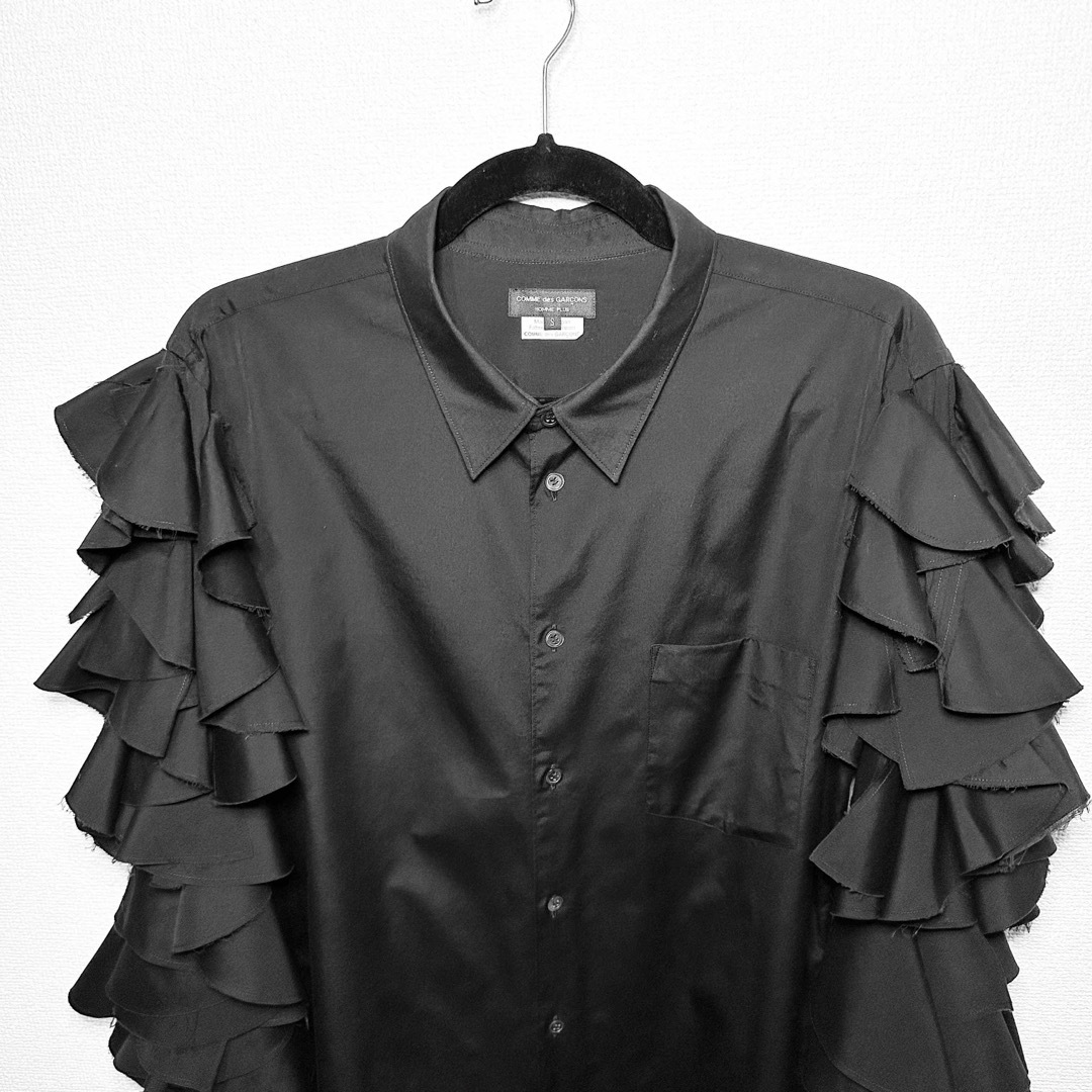 【送料無料】★COMME des GARCONS フリルシャツテーラード 黒bulluratoジャケット