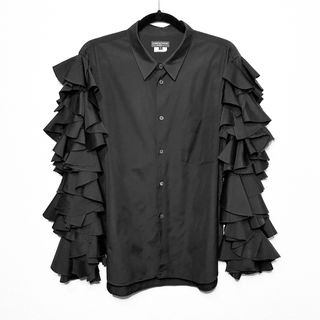 【美品】  COMME des GARCONS HOMME PLUS / コムデギャルソンオムプリュス | 2019SS / AD2018 カットアウト ポリエステル ストレッチ クルーネック カットソー Tシャツ カッティング デザイン | L | ブラック | メンズ