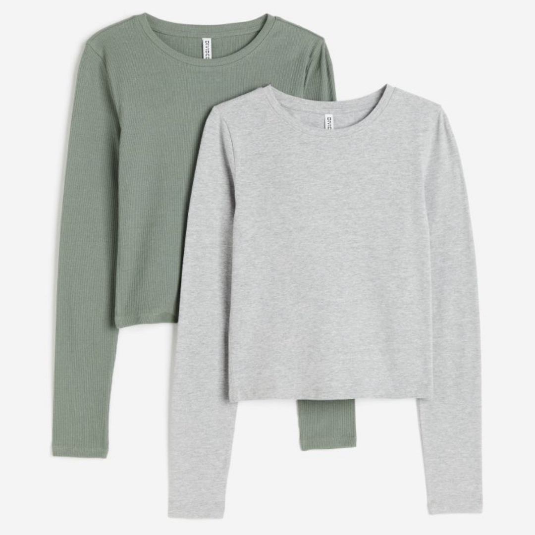 H&H(エイチアンドエイチ)のH&M コットントップス2枚セット レディースのトップス(Tシャツ(長袖/七分))の商品写真