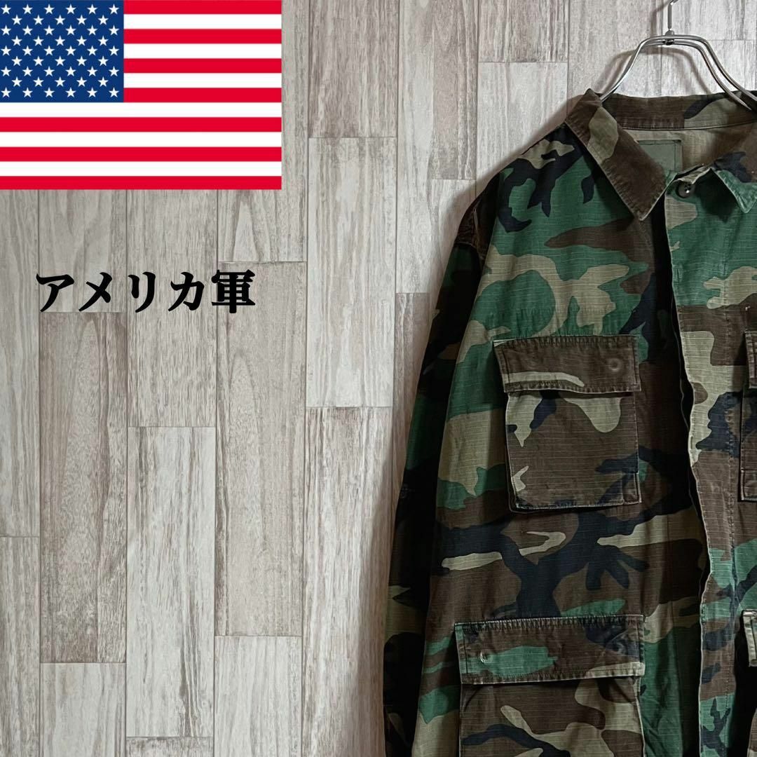 米軍 アメリカ軍 迷彩 90s ミリタリーシャツカモフラ　フィールド　L メンズのジャケット/アウター(ミリタリージャケット)の商品写真