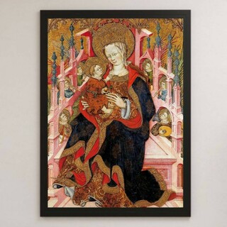 『音楽を奏でる天使に包まれた聖母子』絵画 アート 光沢 ポスター A3(その他)