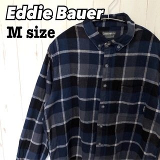エディーバウアー(Eddie Bauer)のエディーバウワー ボタンダウン ネルシャツ ブロックチェック 長袖 M 海外古着(シャツ)