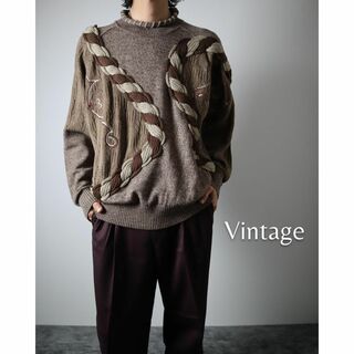 アートヴィンテージ(ART VINTAGE)の【vintage】3D デザイン 刺繍 ロールネック ウール ニット セーター(ニット/セーター)
