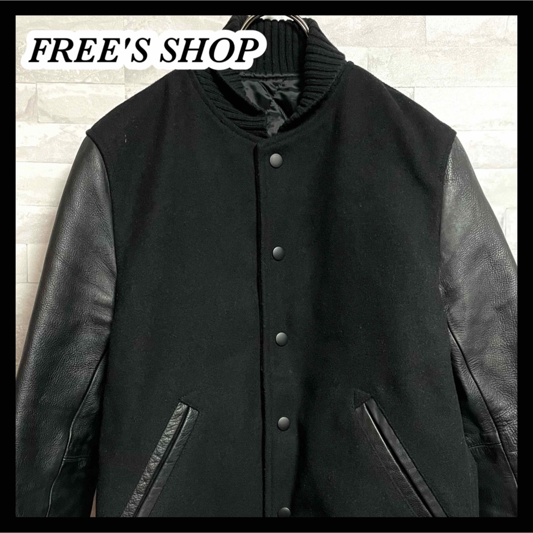 FREE´S SHOP MEN】フリーズショップ レザースリーブスタジャン 売れ筋