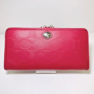 コーチ(COACH)のＯ　極美品 COACH シグネチャーレザー ダブルファスナーロングウォレット (財布)