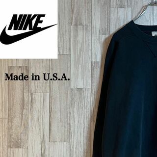 ナイキ(NIKE)のナイキスウェット　トレーナー　クールネック　刺繍ロゴ　銀タグ　ブラック　USA製(スウェット)