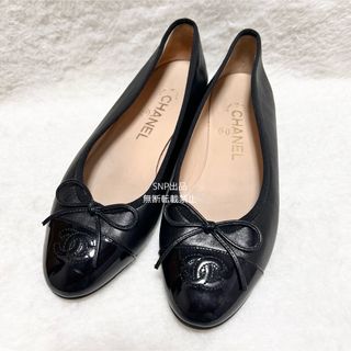 シャネル(CHANEL)のシャネル 美品 バレリーナ レザー バレエシューズ フラット パンプス 靴 黒(バレエシューズ)