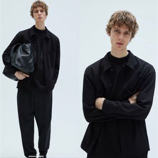 ザラ(ZARA)のZARA プレミアムワーカーシャツジャケット　ブラックL(ブルゾン)