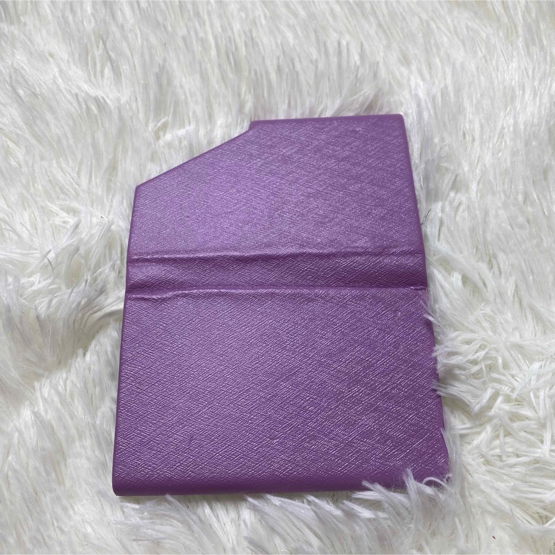 パープル 名刺入れ 薄型 カードケース レディース ワンタッチ マグネット 紫 レディースのファッション小物(名刺入れ/定期入れ)の商品写真