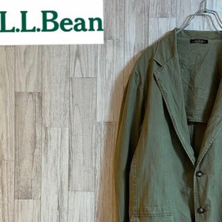 エルエルビーン(L.L.Bean)のエルエルビーンテーラードジャケット　カーキ　肩パッド付き　ヴィンテージ(テーラードジャケット)