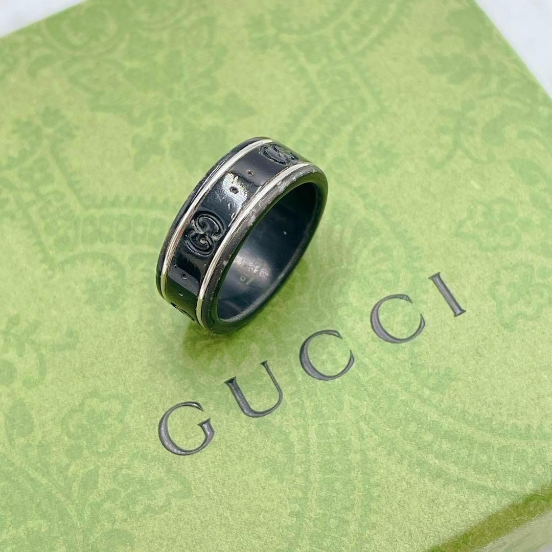 GUCCI グッチ GG アイコン リング 18KWG ブラック 約11号 - アクセサリー