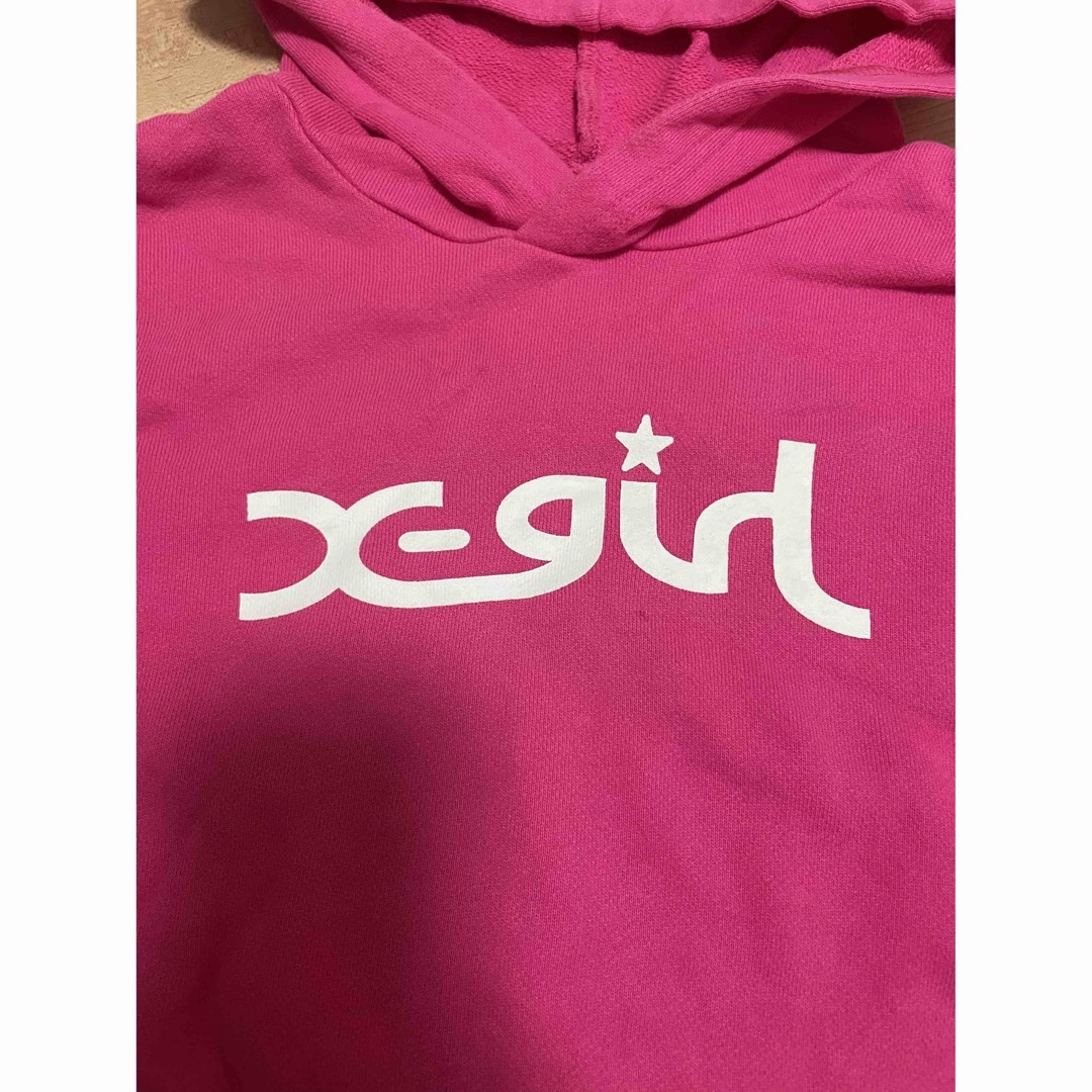 X-girl(エックスガール)のエックスガールパーカーワンピトレーナースウェット キッズ/ベビー/マタニティのキッズ服女の子用(90cm~)(ワンピース)の商品写真