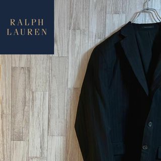 ラルフローレン(Ralph Lauren)のラルフローレンテーラードジャケット　肩パッド　ストライプ　ブラック(テーラードジャケット)