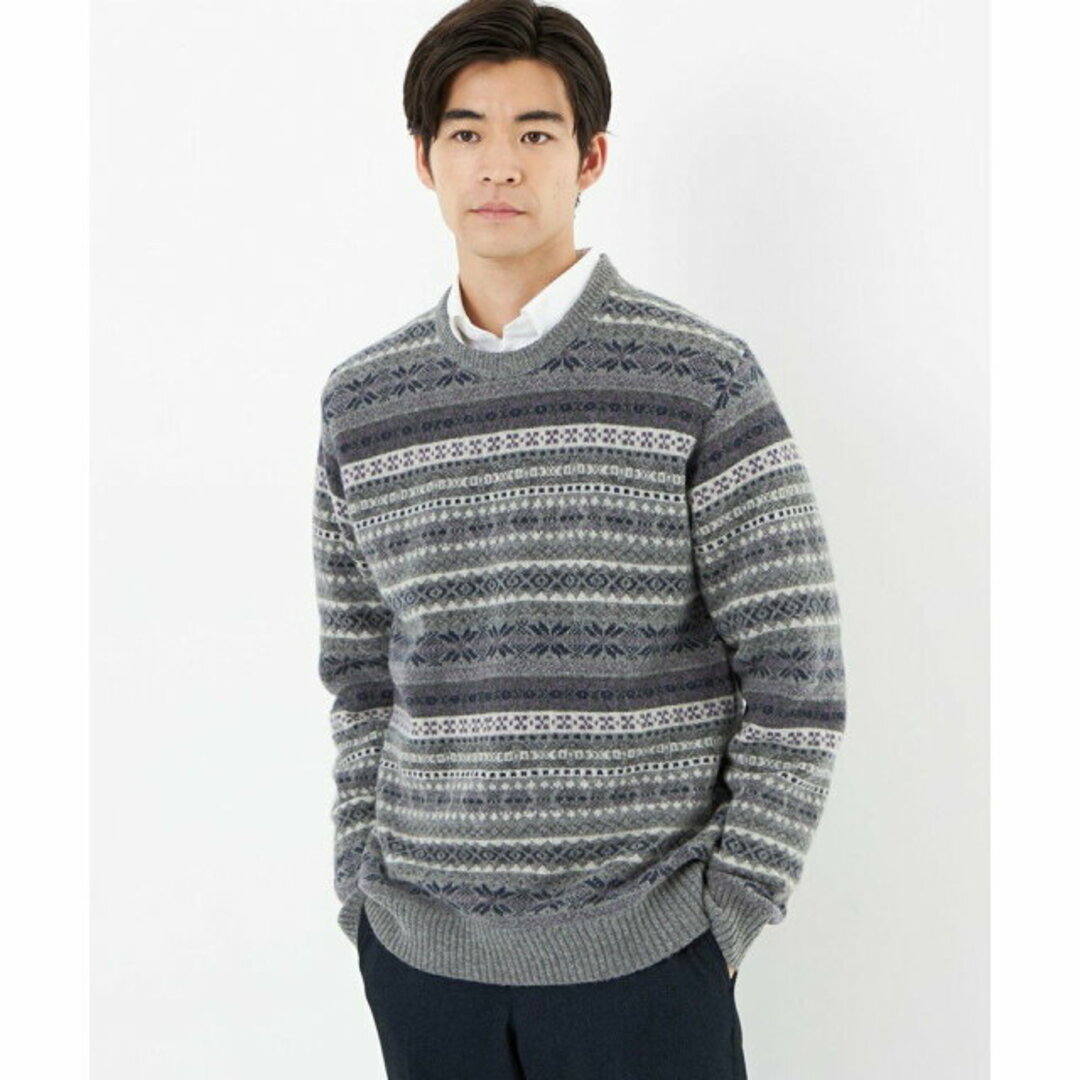 UNITED ARROWS green label relaxing(ユナイテッドアローズグリーンレーベルリラクシング)の【MD.GRAY】【S】<gim>22FW フェアアイル クルーネック ニット メンズのトップス(ニット/セーター)の商品写真