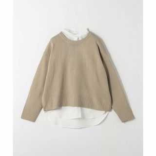 アデイインザライフ(a day in the life)の【BEIGE】バンドカラーシャツ+クルーネックニット -セットアイテム- -ハンドウォッシャブル-<A DAY IN THE LIFE>(ニット/セーター)