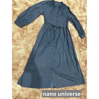 ナノユニバース(nano・universe)のナノユニバース　花柄　ロングワンピース　くすみブルー(ロングワンピース/マキシワンピース)