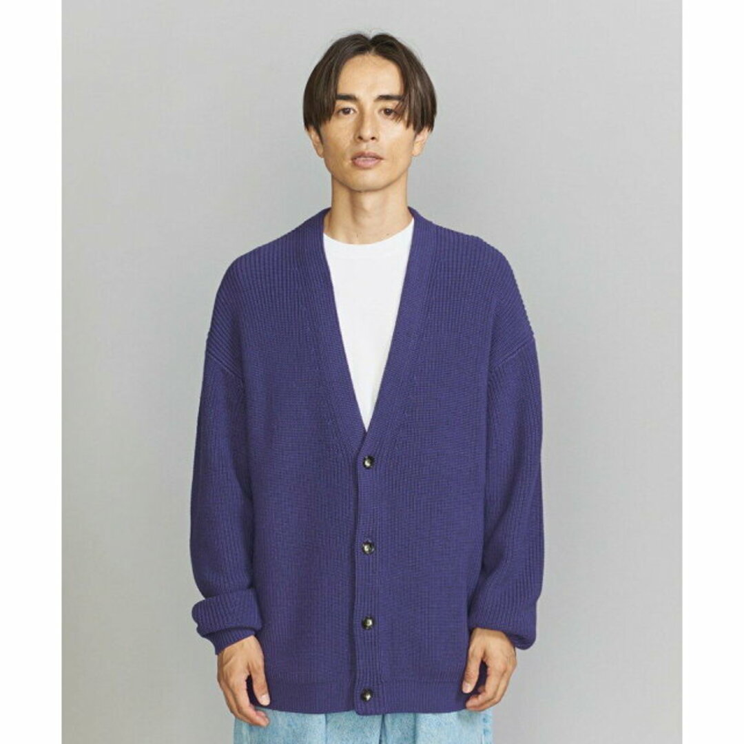 BEAUTY&YOUTH UNITED ARROWS(ビューティアンドユースユナイテッドアローズ)の【PURPLE】バルキー アゼ オーバーサイズ Vカーディガン レディースのトップス(カーディガン)の商品写真