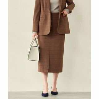 ユナイテッドアローズグリーンレーベルリラクシング(UNITED ARROWS green label relaxing)の【MD.BROWN】TR チェック タイト スカート -ウォッシャブル・ストレッチ・防シワ- ◇No06◇(ロングスカート)