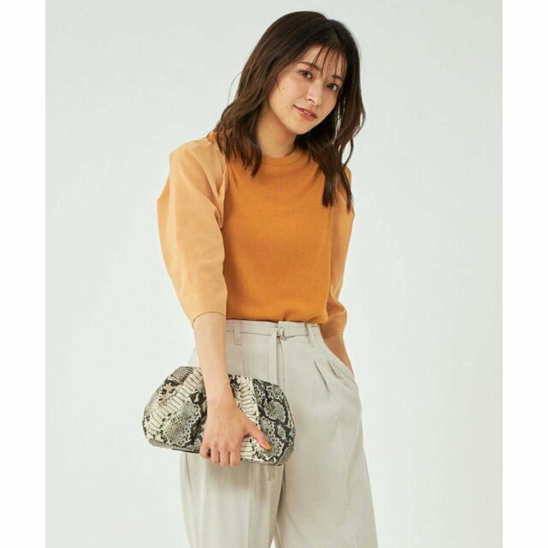 UNITED ARROWS green label relaxing(ユナイテッドアローズグリーンレーベルリラクシング)の【ORANGE】ソウバリ ソデ シフォン プルオーバー ニット -ウォッシャブル- レディースのトップス(ニット/セーター)の商品写真