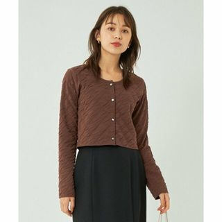 ユナイテッドアローズグリーンレーベルリラクシング(UNITED ARROWS green label relaxing)の【MD.BROWN】キルト ジャカード クロップド カーディガン(パーカー)