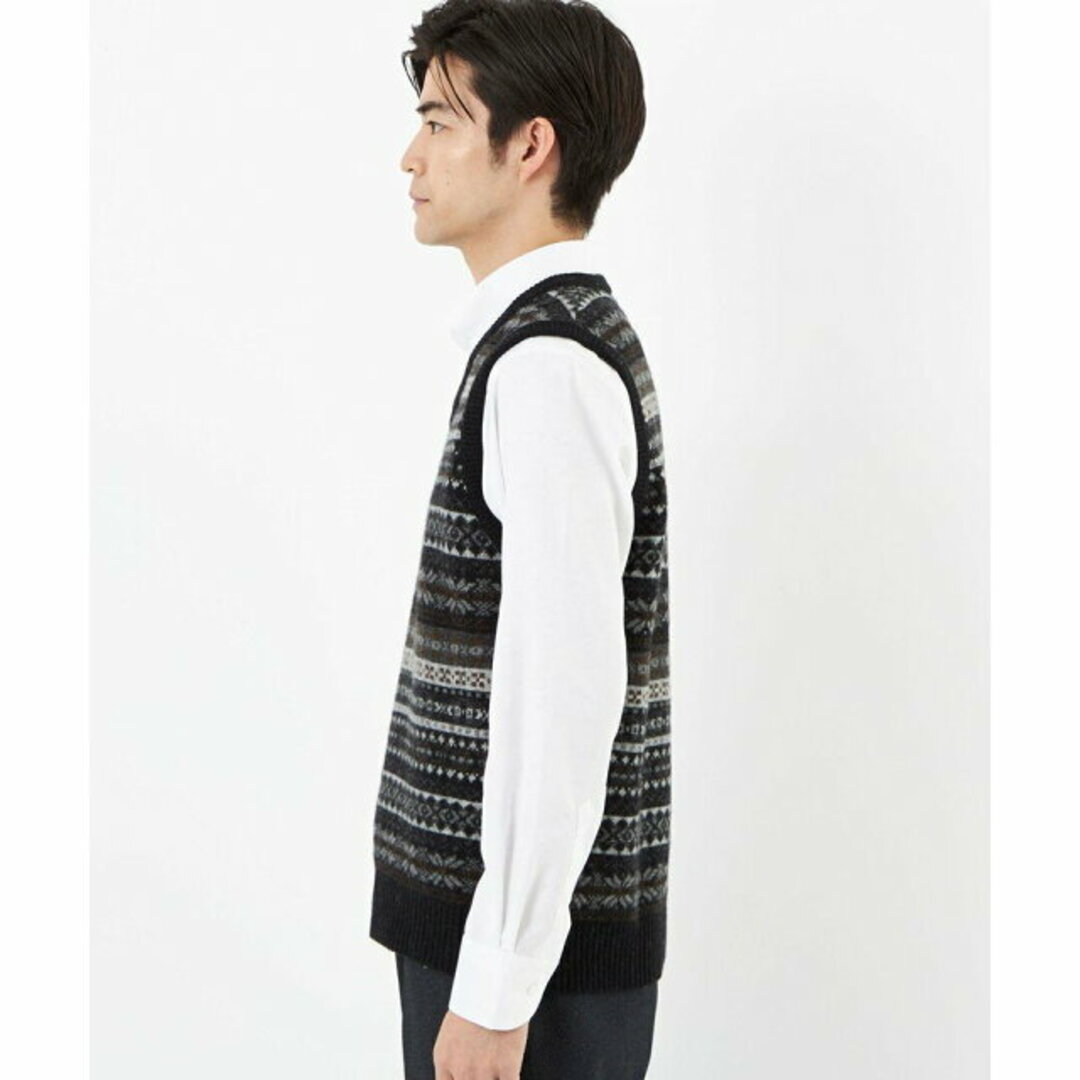 UNITED ARROWS green label relaxing(ユナイテッドアローズグリーンレーベルリラクシング)の【BLACK】<gim>22FW フェアアイル Vネック ニットベスト メンズのトップス(ニット/セーター)の商品写真