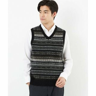 ユナイテッドアローズグリーンレーベルリラクシング(UNITED ARROWS green label relaxing)の【BLACK】<gim>22FW フェアアイル Vネック ニットベスト(ニット/セーター)