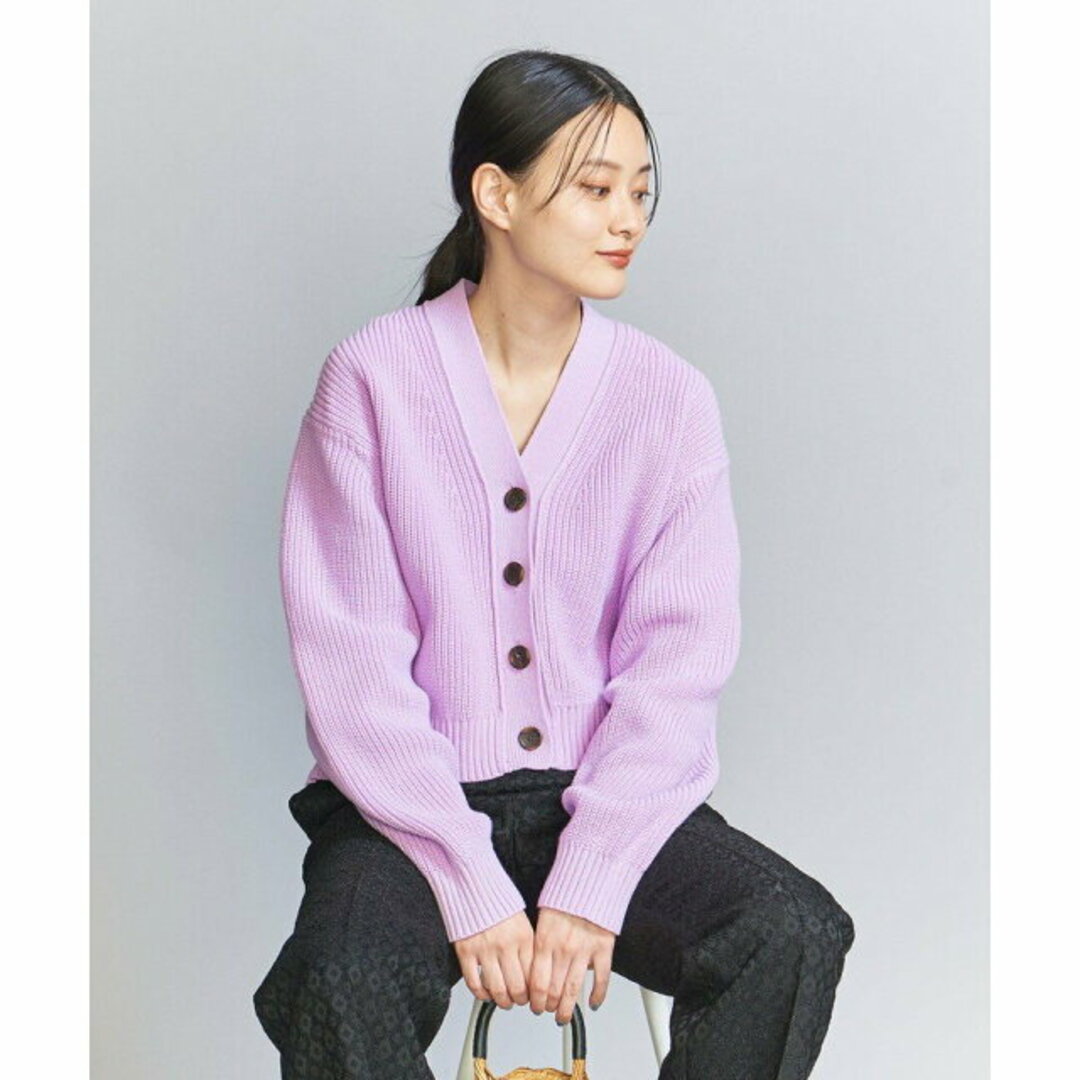 BEAUTY&YOUTH UNITED ARROWS(ビューティアンドユースユナイテッドアローズ)の【LILAC】ショートVネック 畦ニット カーディガン -ウォッシャブル- レディースのトップス(カーディガン)の商品写真