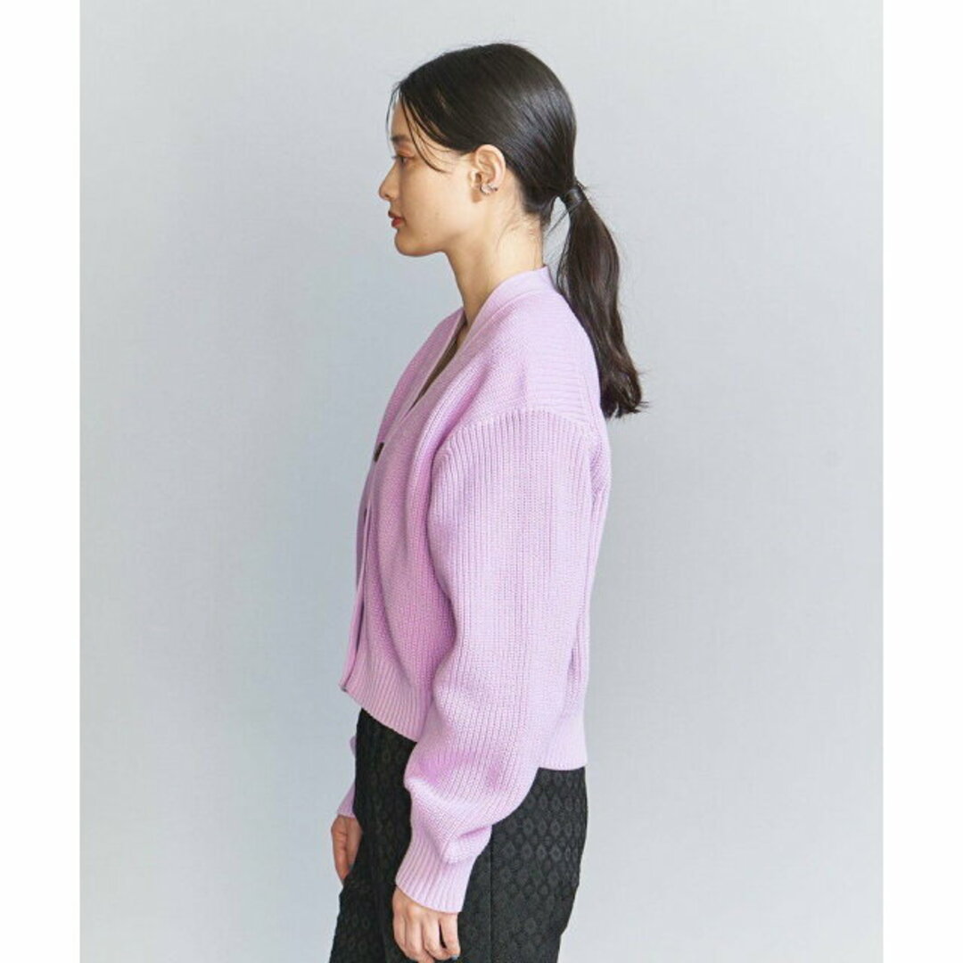 BEAUTY&YOUTH UNITED ARROWS(ビューティアンドユースユナイテッドアローズ)の【LILAC】ショートVネック 畦ニット カーディガン -ウォッシャブル- レディースのトップス(カーディガン)の商品写真