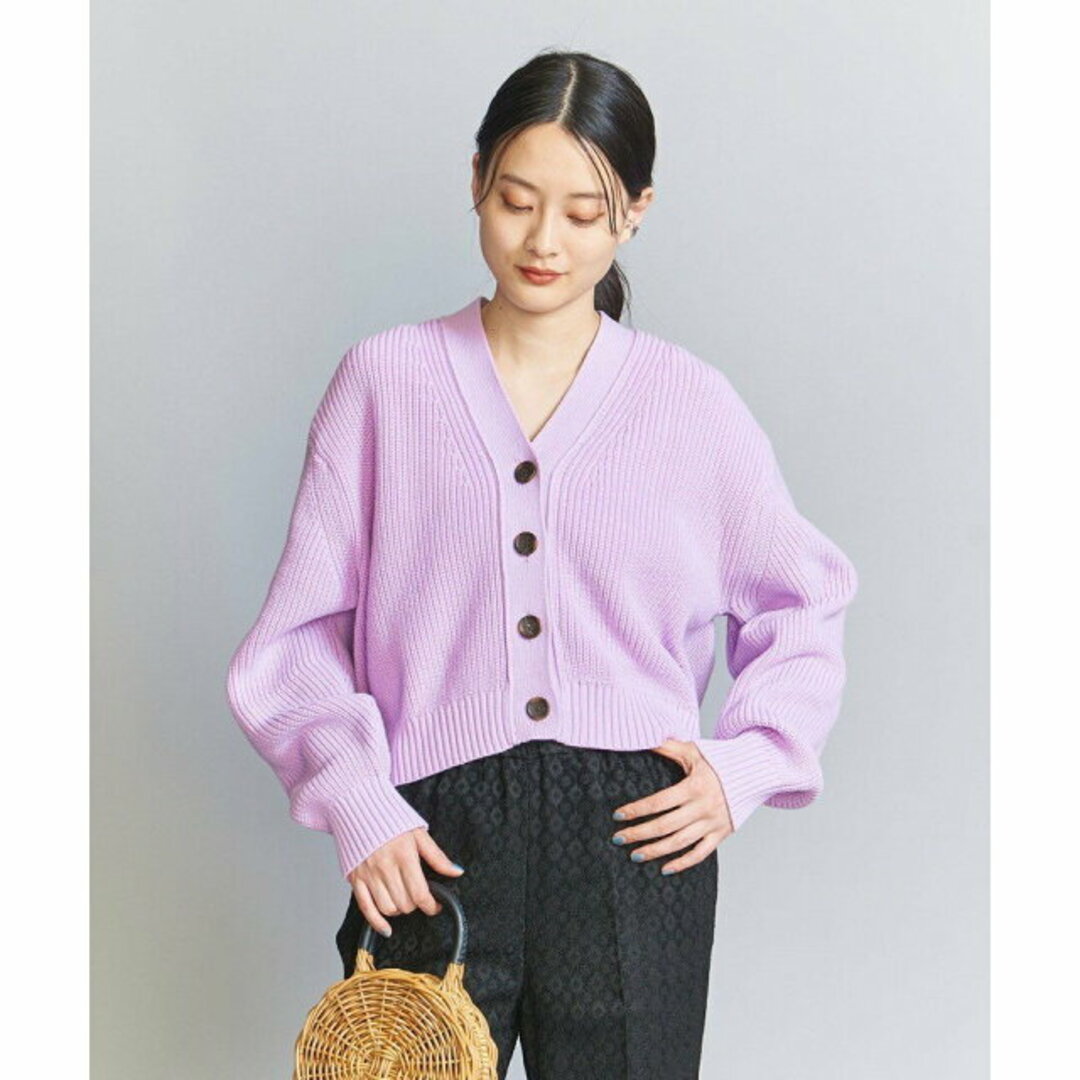 BEAUTY&YOUTH UNITED ARROWS(ビューティアンドユースユナイテッドアローズ)の【LILAC】ショートVネック 畦ニット カーディガン -ウォッシャブル- レディースのトップス(カーディガン)の商品写真