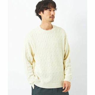 ユナイテッドアローズグリーンレーベルリラクシング(UNITED ARROWS green label relaxing)の【WHITE】ケーブル編み クルーネック ニット(その他)