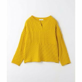 アデイインザライフ(a day in the life)の【YELLOW】アラン切り替え キーネックニット -ハンドウォッシャブル-<A DAY IN THE LIFE>(ニット/セーター)