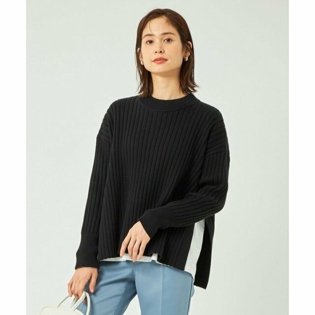 UNITED ARROWS green label relaxing(ユナイテッドアローズグリーンレーベルリラクシング)の【BLACK】【FREE】ワイド リブ スリット プルオーバー ニット -ウォッシャブル- レディースのトップス(ニット/セーター)の商品写真