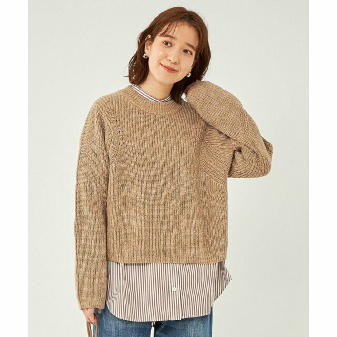 UNITED ARROWS green label relaxing(ユナイテッドアローズグリーンレーベルリラクシング)の【BEIGE】ミックス カラー アゼ クルーネック プルオーバー ニット -ウォッシャブル- レディースのトップス(ニット/セーター)の商品写真