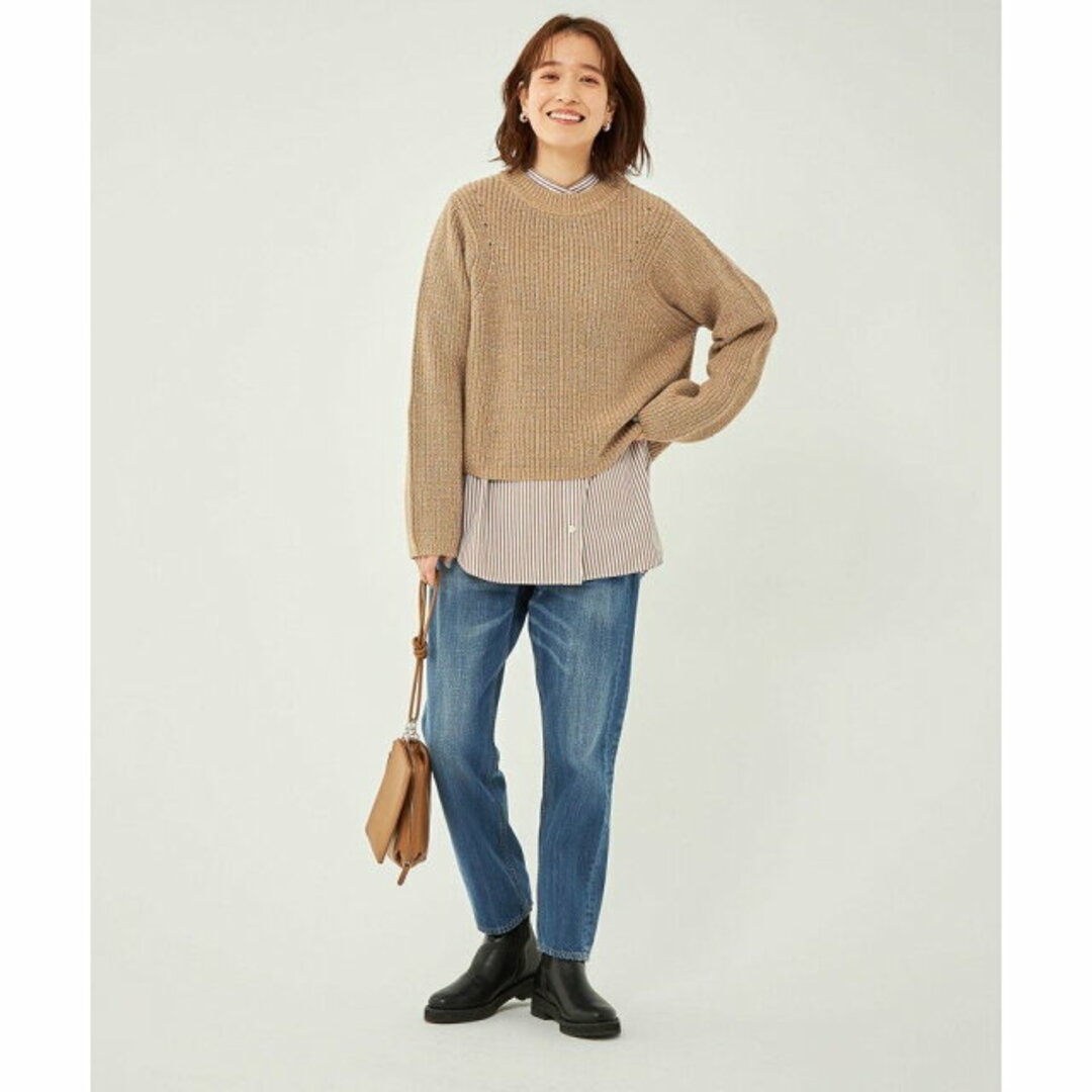 UNITED ARROWS green label relaxing(ユナイテッドアローズグリーンレーベルリラクシング)の【BEIGE】ミックス カラー アゼ クルーネック プルオーバー ニット -ウォッシャブル- レディースのトップス(ニット/セーター)の商品写真