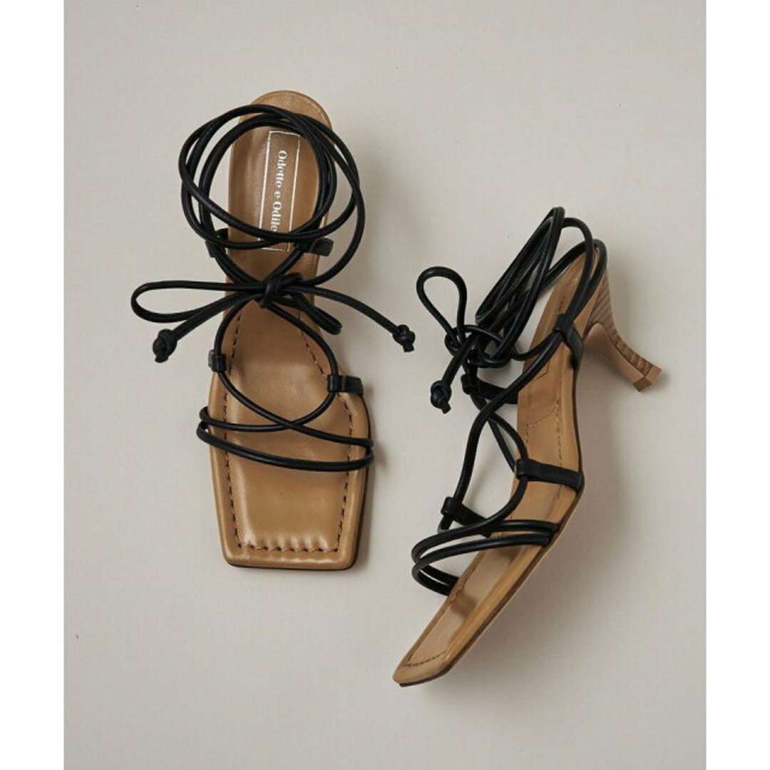 Odette e Odile(オデットエオディール)の【BLACK】アンクルラップ サンダル60↑ レディースの靴/シューズ(サンダル)の商品写真