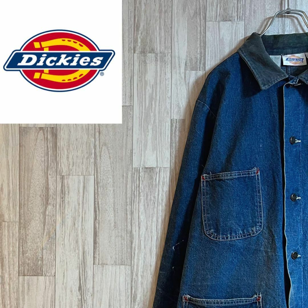 Dickies(ディッキーズ)のディッキーズデニムジャケット　カバーオール　ヴィンテージ　90s 襟コーデュロイ メンズのジャケット/アウター(Gジャン/デニムジャケット)の商品写真