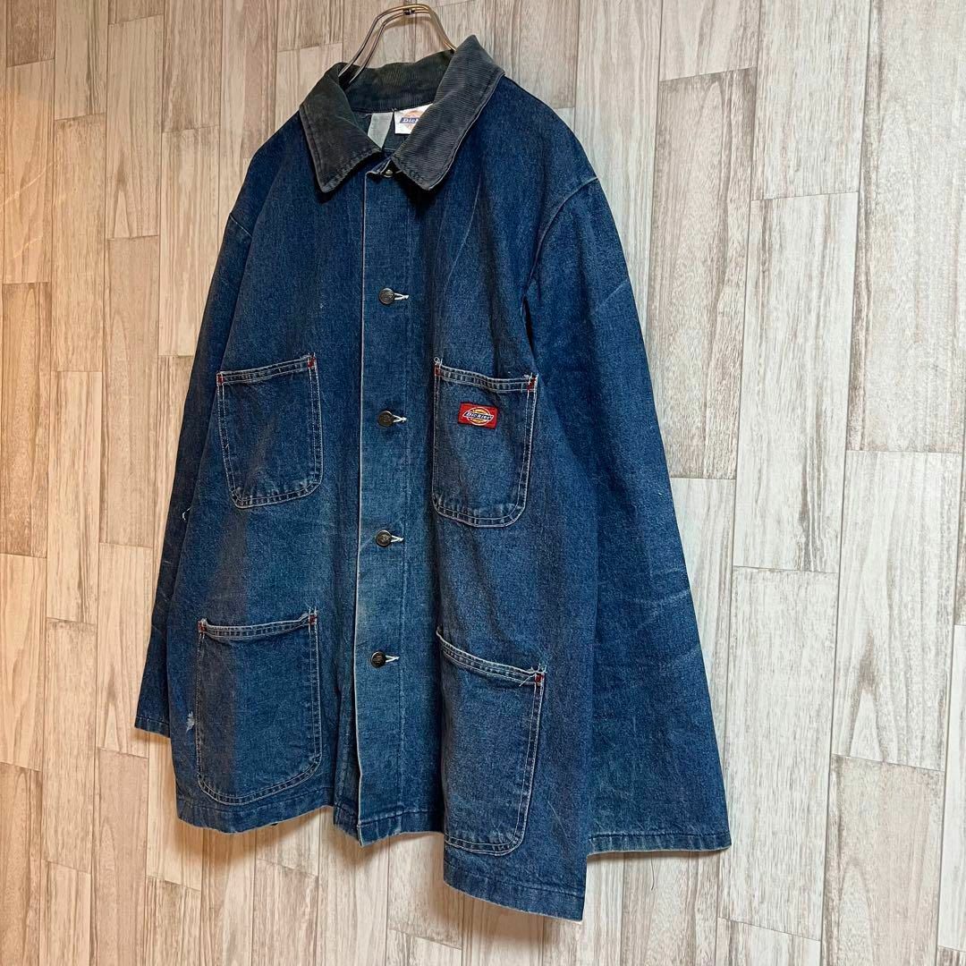 Dickies(ディッキーズ)のディッキーズデニムジャケット　カバーオール　ヴィンテージ　90s 襟コーデュロイ メンズのジャケット/アウター(Gジャン/デニムジャケット)の商品写真