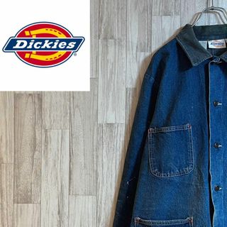 ディッキーズ(Dickies)のディッキーズデニムジャケット　カバーオール　ヴィンテージ　90s 襟コーデュロイ(Gジャン/デニムジャケット)