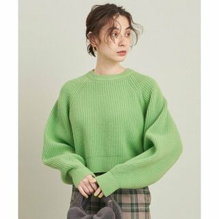 ビューティアンドユースユナイテッドアローズ(BEAUTY&YOUTH UNITED ARROWS)の【LIME】ウール畦ラグランクルーネック ショートニットプルオーバー(ニット/セーター)