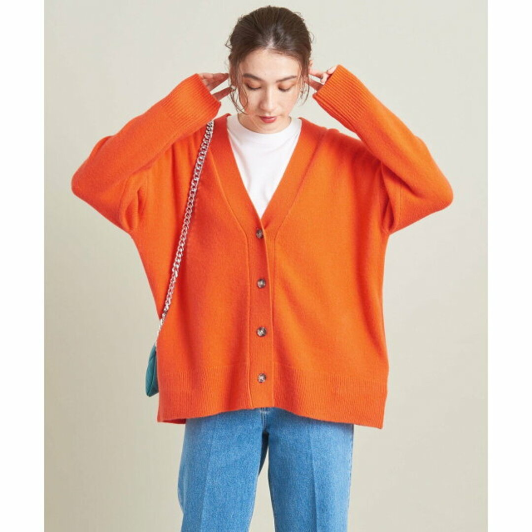 BEAUTY&YOUTH UNITED ARROWS(ビューティアンドユースユナイテッドアローズ)の【ORANGE】【FREE】ウールカシミヤ アクアオーバーVネックカーディガン レディースのトップス(カーディガン)の商品写真