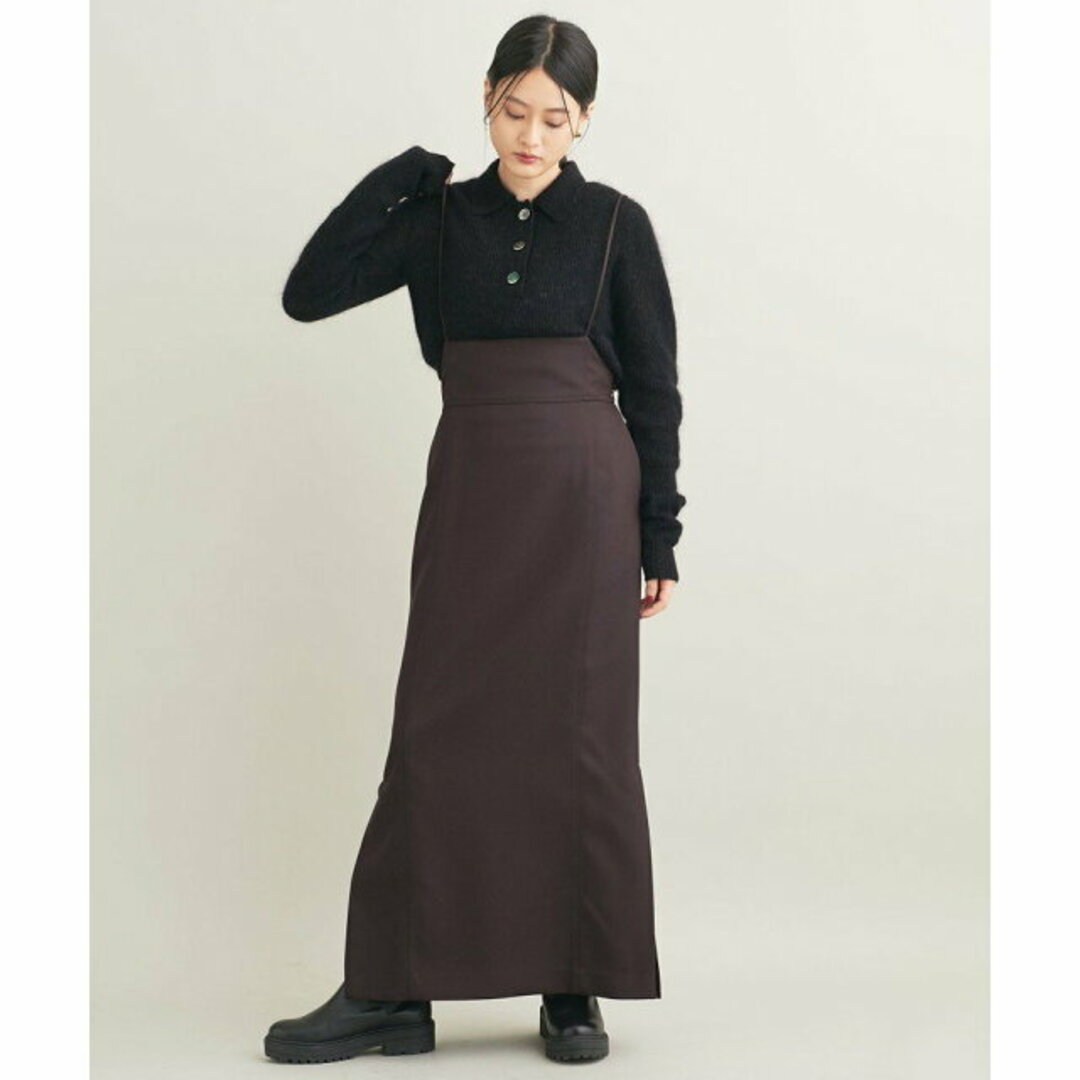 BEAUTY&YOUTH UNITED ARROWS(ビューティアンドユースユナイテッドアローズ)の【DK.BROWN】ポリエステルツイル タイトスリットキャミワンピース -ウォッシャブル- レディースのワンピース(ロングワンピース/マキシワンピース)の商品写真