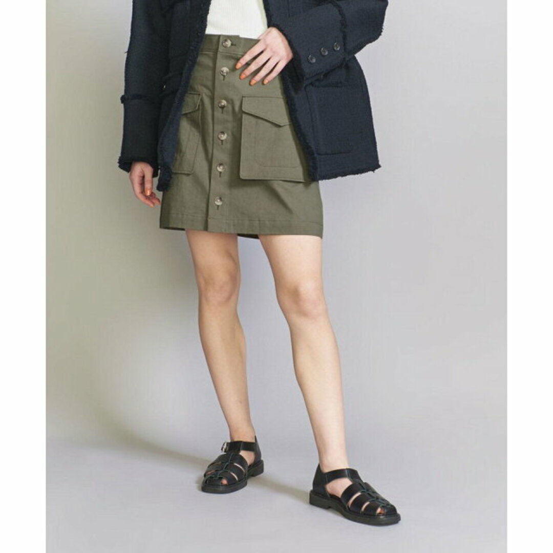 BEAUTY&YOUTH UNITED ARROWS(ビューティアンドユースユナイテッドアローズ)の【OLIVE】【S】コットンツイル パッチポケット ミニスカート -ウォッシャブル- レディースのスカート(ミニスカート)の商品写真