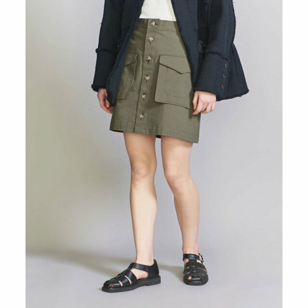 BEAUTY&YOUTH UNITED ARROWS(ビューティアンドユースユナイテッドアローズ)の【OLIVE】【M】コットンツイル パッチポケット ミニスカート -ウォッシャブル- レディースのスカート(ミニスカート)の商品写真