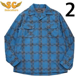 サブカルチャー　SC SUBCULTURE CHECK SHIRT BLUE(シャツ)