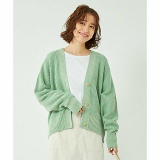 ユナイテッドアローズグリーンレーベルリラクシング(UNITED ARROWS green label relaxing)の【LIME】ミックス カラー アゼ Vネック カーディガン -ウォッシャブル-(カーディガン)