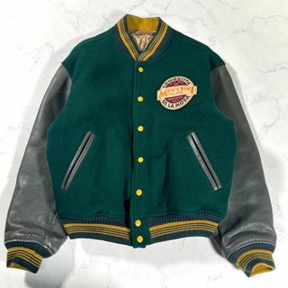 メンズビギ(MEN'S BIGI)の【美品】MEN'S BIGI メンズビギ　80s レザー切り替えスタジャン　リブ(スタジャン)