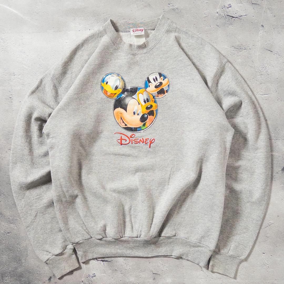 Disney(ディズニー)のDisney ディズニー スウェット 90s ヴィンテージ グレー 霜降り 古着 メンズのトップス(スウェット)の商品写真