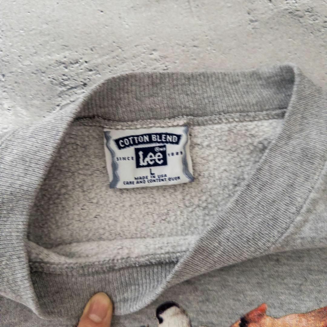 Lee(リー)のLEE リー スウェット 90s USA製 霜降り グレー アニマル柄 古着 メンズのトップス(スウェット)の商品写真