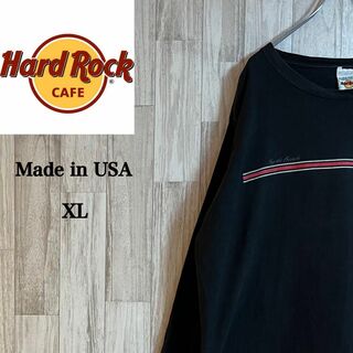 ハードロックカフェロングTシャツ　USA製　ビッグシルエット　90s ラインロゴ(Tシャツ/カットソー(七分/長袖))